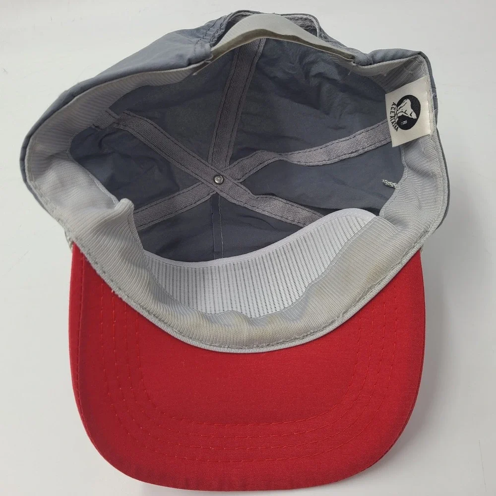 Vintage Alaska Hat Adjustable Rope Nylon The Great‎ Land Fish Gray Red Outdoors